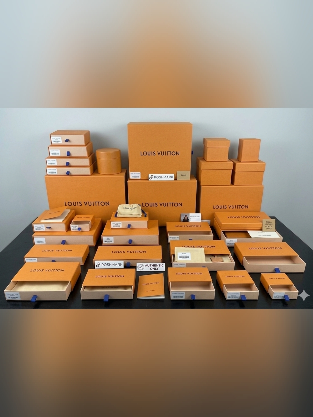 Louis Vuitton Orange and Navy Logo Gift Box Set Different Sizes $30-$60